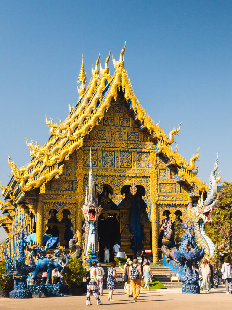 Blue Temple Chiang Rai exterior view Wat Rong Suea Ten