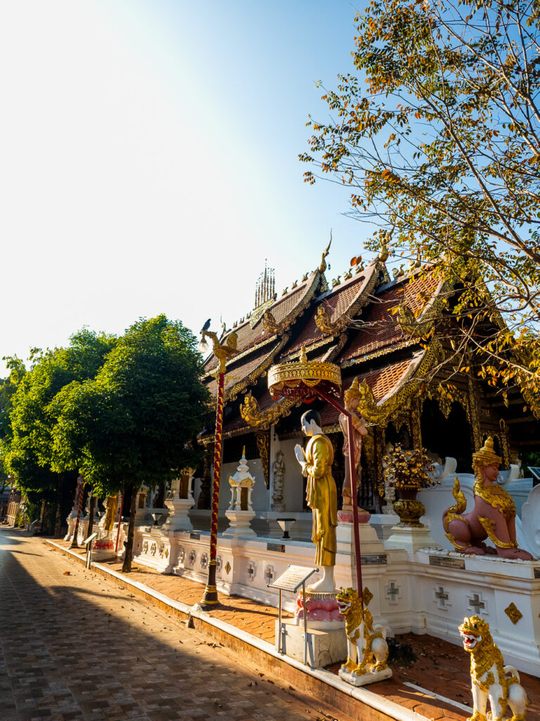 A quiet and intricately designed Buddhist temple tucked away in the streets of Chiang Rai.