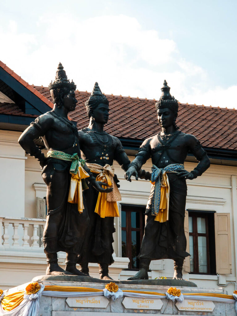 The Three Kings Monument in the heart of Chiang Mai Old City.