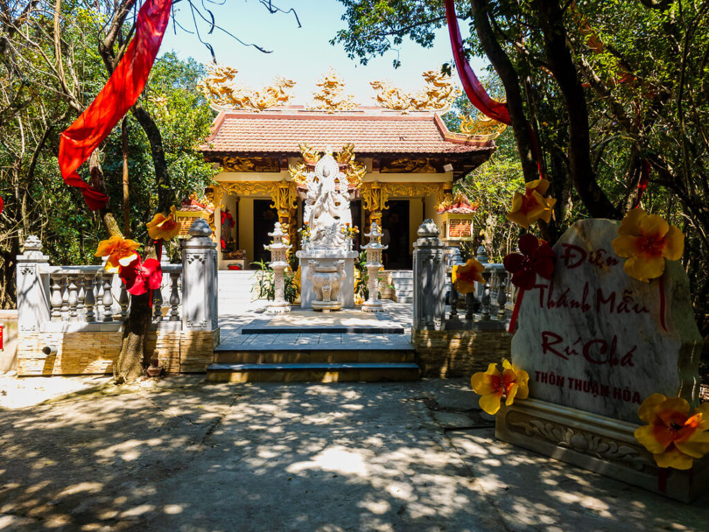 A traditional and peaceful temple located just outside the Rung Ru Cha mangrove forest near Hue.