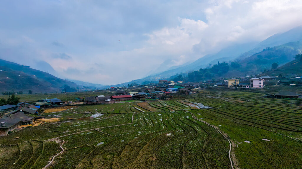 A stunning drone view of lush green landscapes in Vietnam, the ultimate travel destination featured in this complete Vietnam e-Visa guide.