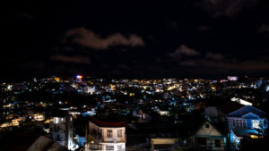 A glowing night view of Da Lat city highlighting its mountainous landscape, which is a key factor when considering the best months to visit Vietnam.