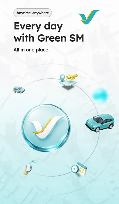 Best Apps for Traveling in Vietnam: The Apps I Actually Used 10 Screenshot of the Green SM app interface showing electric car and motorbike booking options in Vietnam.