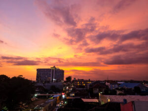 A view of a local hotel from a hostel in the Tugu area, highlighting exactly where to stay in Yogyakarta for a convenient trip.